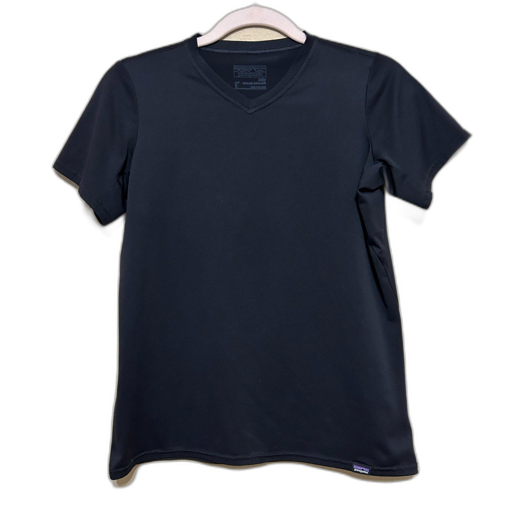 Patagonia Womens Black V‑Neck Short Sleeve Tee